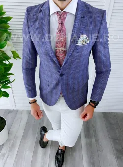 Sacou barbati in carouri slim fit B4245 N7-4.1