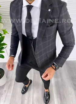 Sacou barbati in carouri slim fit B4975 12