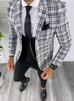 Sacou barbati in carouri slim fit B4993 O5-1.3