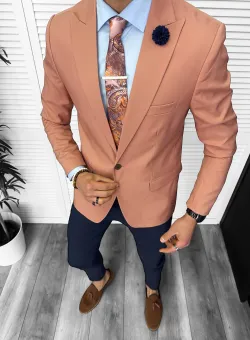 Sacou barbati slim fit corai 11850 54-4