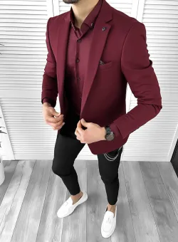 Sacou barbati slim fit grena 10323 48-2
