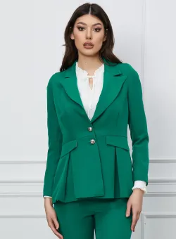 Sacou Moze verde cu pliuri in talie