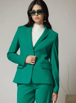 Sacou office din stofa verde cu buzunare