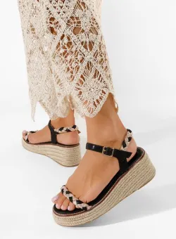 Sandale cu platforma tip espadrile Solana negre