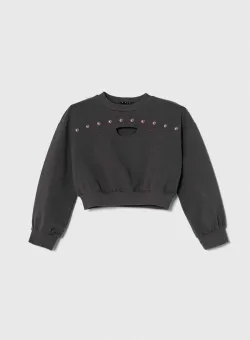 Sisley bluza copii culoarea gri, cu imprimeu
