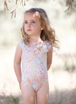 Tartine et Chocolat costum de baie dintr-o bucată pentru bebeluși culoarea bej