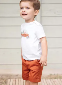 Tartine et Chocolat tricou din bumbac pentru bebelusi culoarea rosu, cu imprimeu