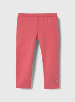 United Colors of Benetton pantaloni de trening pentru copii culoarea roz, cu imprimeu