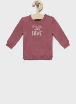United Colors of Benetton pulover de bumbac pentru copii culoarea roz, light