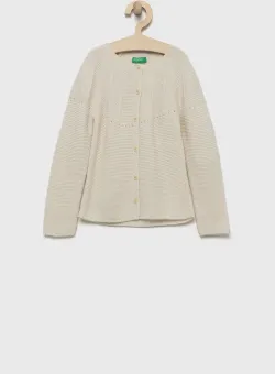 United Colors of Benetton pulover pentru copii din amestec de lana culoarea bej, light