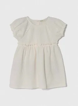 United Colors of Benetton rochie bebe culoarea bej, mini, evazată