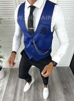 Vesta barbati eleganta slim fit bleumarin V32 23-2 E~