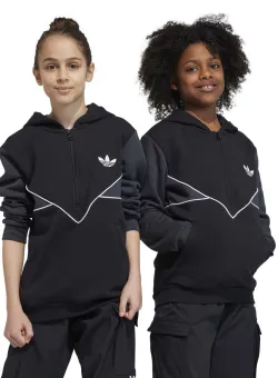 adidas Originals bluza copii culoarea negru, cu glugă, cu imprimeu