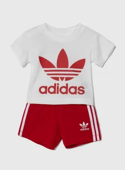 adidas Originals set de bumbac pentru bebelusi culoarea rosu