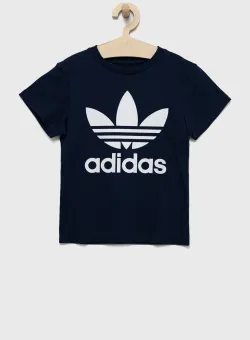 adidas Originals tricou de bumbac pentru copii culoarea albastru marin, cu imprimeu