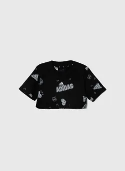 adidas tricou de bumbac pentru copii JG BLUV Q3 AOPT culoarea negru