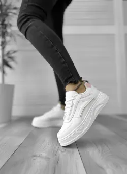 Adidasi dama casual albi cu roz 556 T5-1