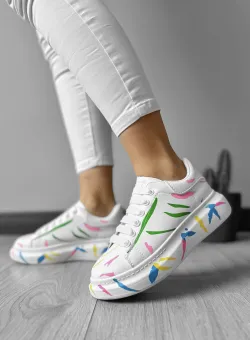 Adidasi dama casual cu talpa inalta albi B977 N12-3