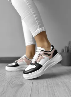 Adidasi dama casual cu talpa inalta negri CL2407 T55-3