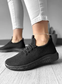 Adidasi dama casual din panza negri D223 N13-4