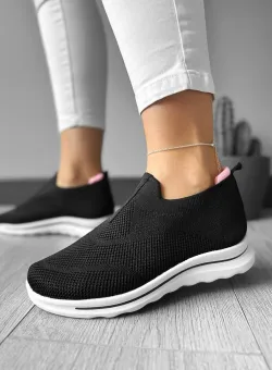 Adidasi dama casual din panza negri H60 T55-3