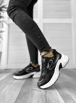 Adidasi dama casual negri cu alb 558 T6-3