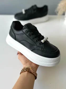 Adidasi dama casual negri cu talpa alba 1686 T4-3