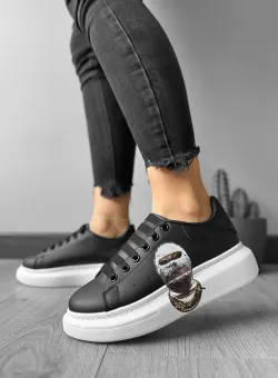 Adidasi dama casual negri cu talpa alba FCL709 N13-2