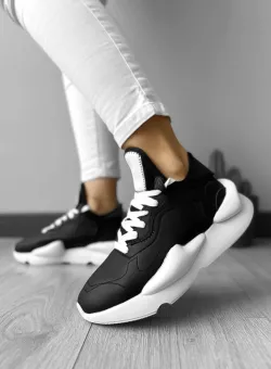 Adidasi dama casual negri cu talpa alba H9 N13-3