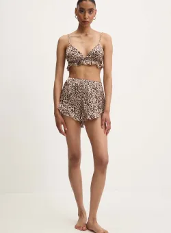 Answear Lab pijama femei, culoarea maro, satin