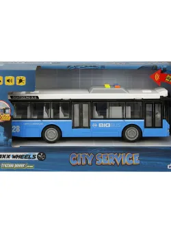 Autobuz cu lumini si sunete, City Service, Maxx Wheels, 1:16, Albastru