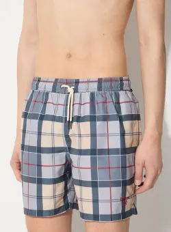 Barbour pantaloni scurti de baie Staple Tartan culoarea bej, MSW0065