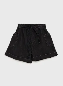 Birba&Trybeyond pantaloni scurti din denim pentru copii culoarea negru, neted