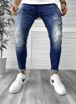 Blugi barbati conici albastri 5792 F3-4