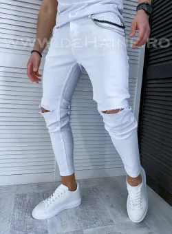 Blugi barbati conici albi cu mici defecte DEF725 D2-5.1