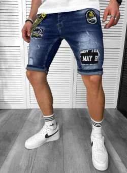 Blugi barbati scurti conici cu stikere 4069 H3-7