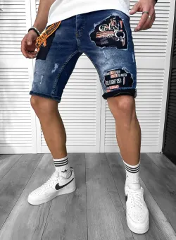 Blugi barbati scurti conici cu stikere 4610 H1-5