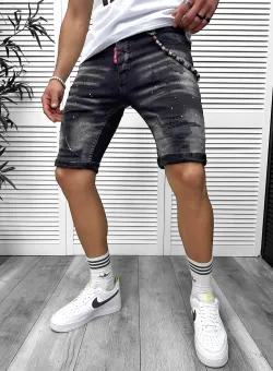 Blugi barbati scurti conici negri 5723 D4-1.4