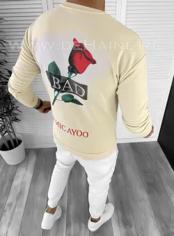 Bluza barbati bej cu imprimeu pe spate K141 P20-1.2