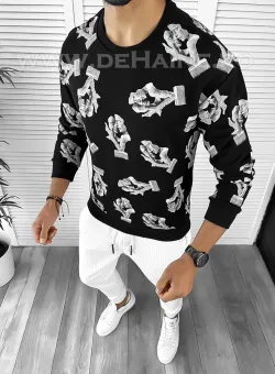Bluza barbati cu imprimeu neagra K410 31-3