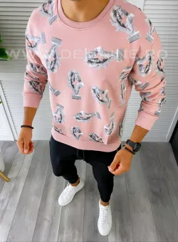 Bluza barbati cu imprimeu roz K410 i5-4.3