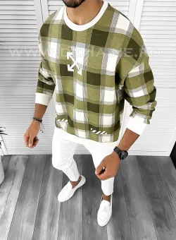 Bluza barbati kaki oversize K356 16-1