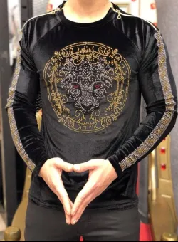 Bluza barbati neagra cu imprimeu B6789 D6-2.1