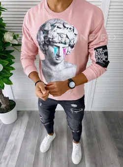 Bluza barbati roz slim fit K404 16-2