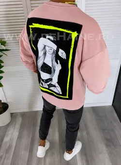 Bluza barbati slim fit roz cu imprimeu K203 80-2