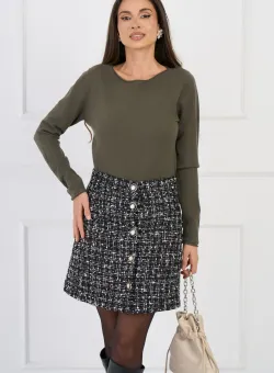 Bluza casual din tricot kaki cu decolteu rotund