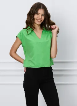 Bluza Moana verde cu guler