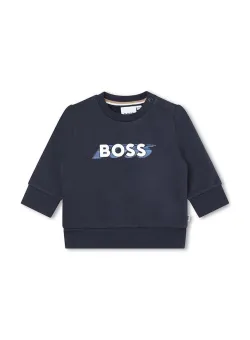 BOSS bluza copii culoarea albastru marin, cu imprimeu