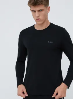 BOSS bluză de pijama culoarea negru, cu imprimeu 50470144