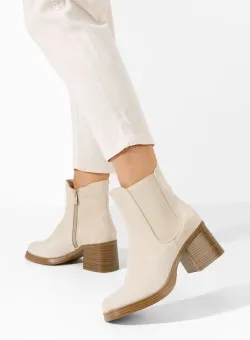 Botine cu toc gros Astroria bej